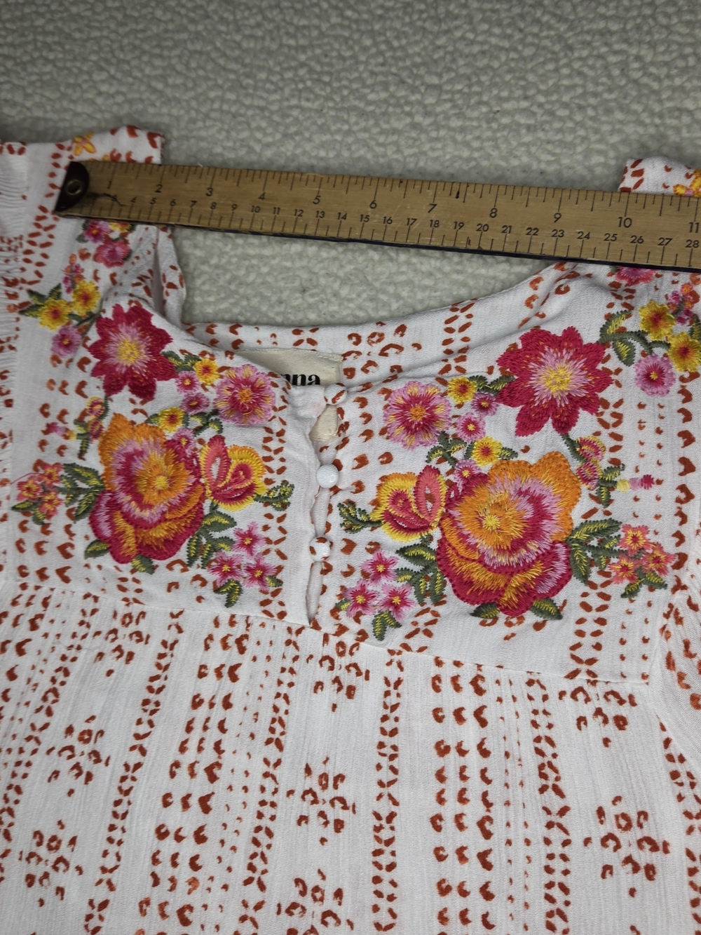 Savanna Jane Embroidered Floral Peasant Top - Pink & Rust Size Medium - Picture 4 of 7